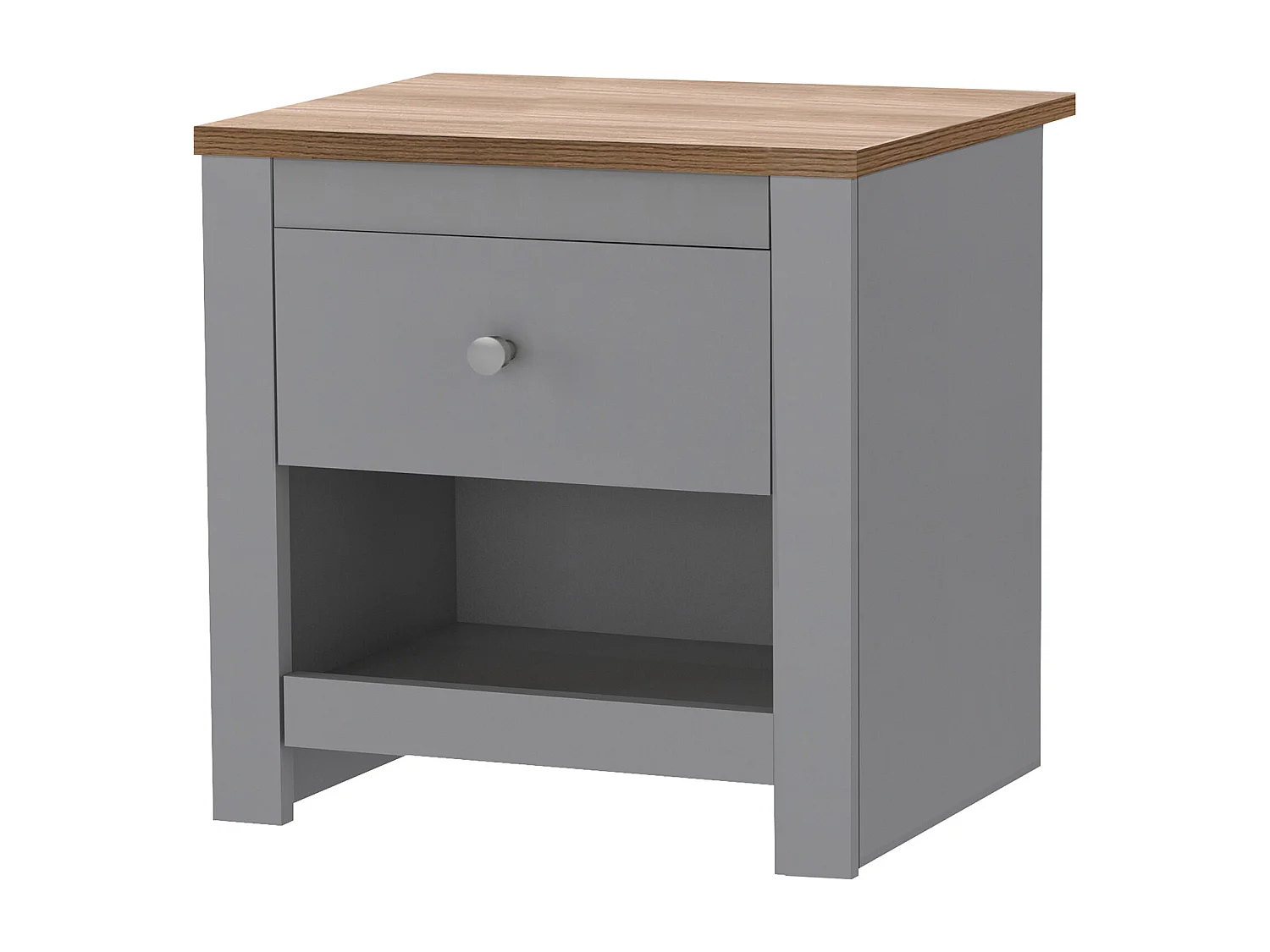 Emerald|Table de chevet avec 1 tiroir en chêne gris
