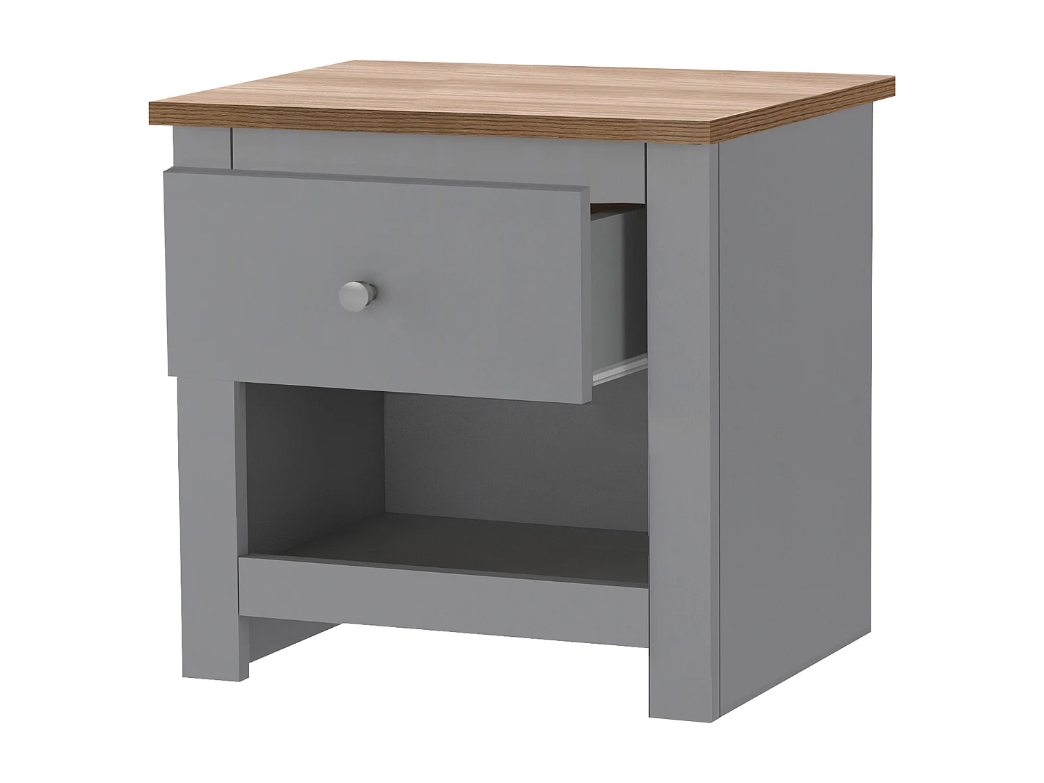 Emerald|Table de chevet avec 1 tiroir en chêne gris