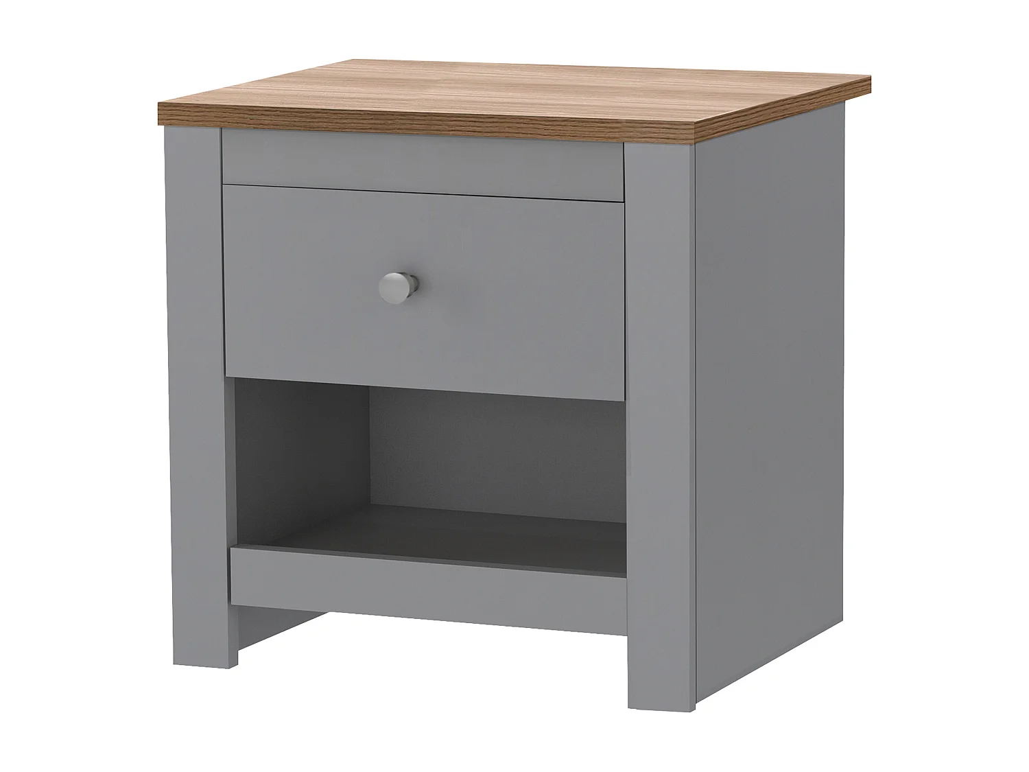 Emerald|Table de chevet avec 1 tiroir en chêne gris