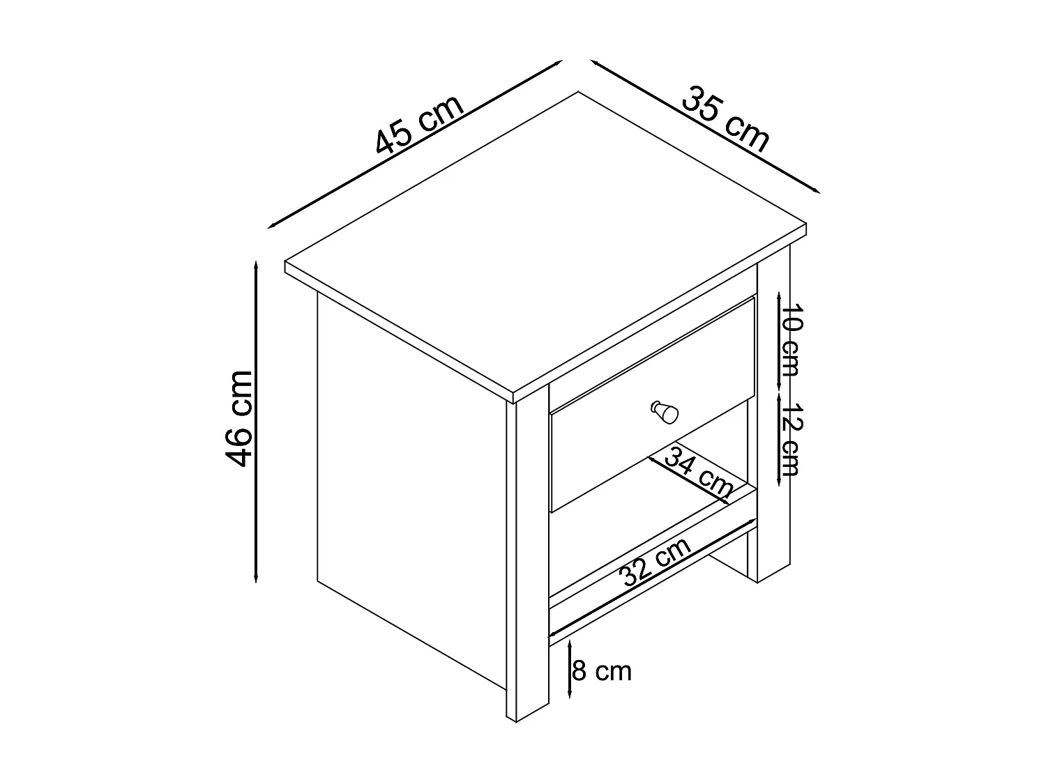 Emerald Nachttisch 1 Tür Eiche Grau