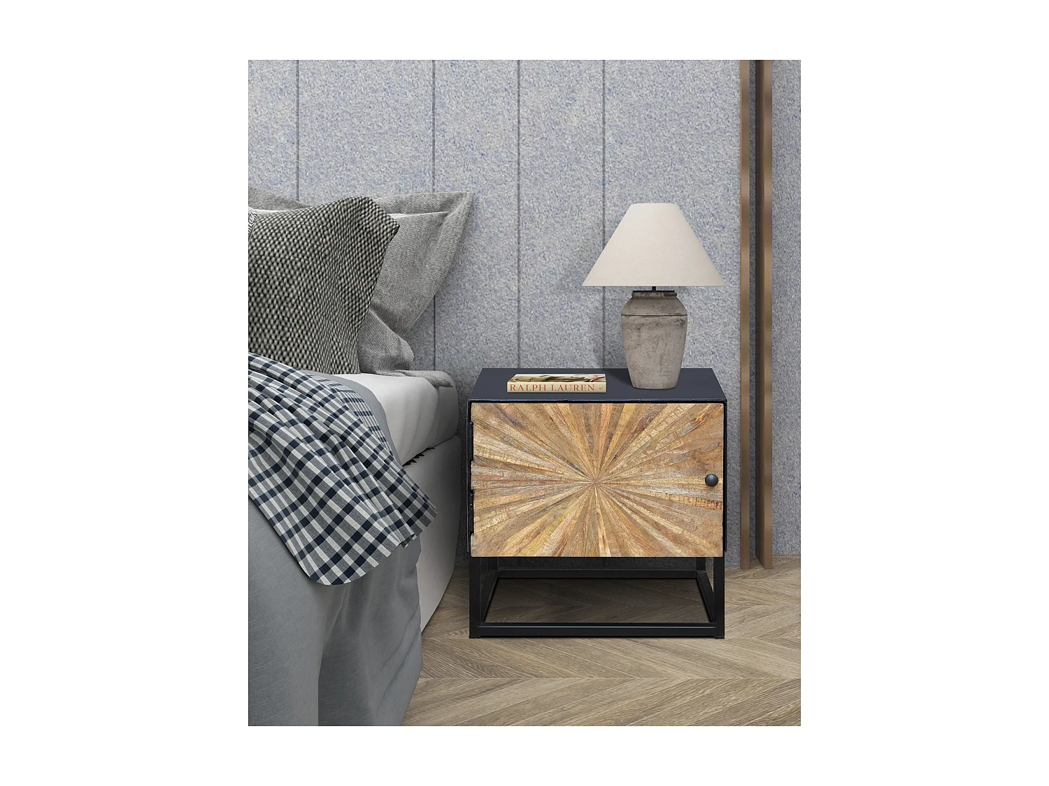 Madira | Table de chevet avec 1 porte en bois de manguier noir