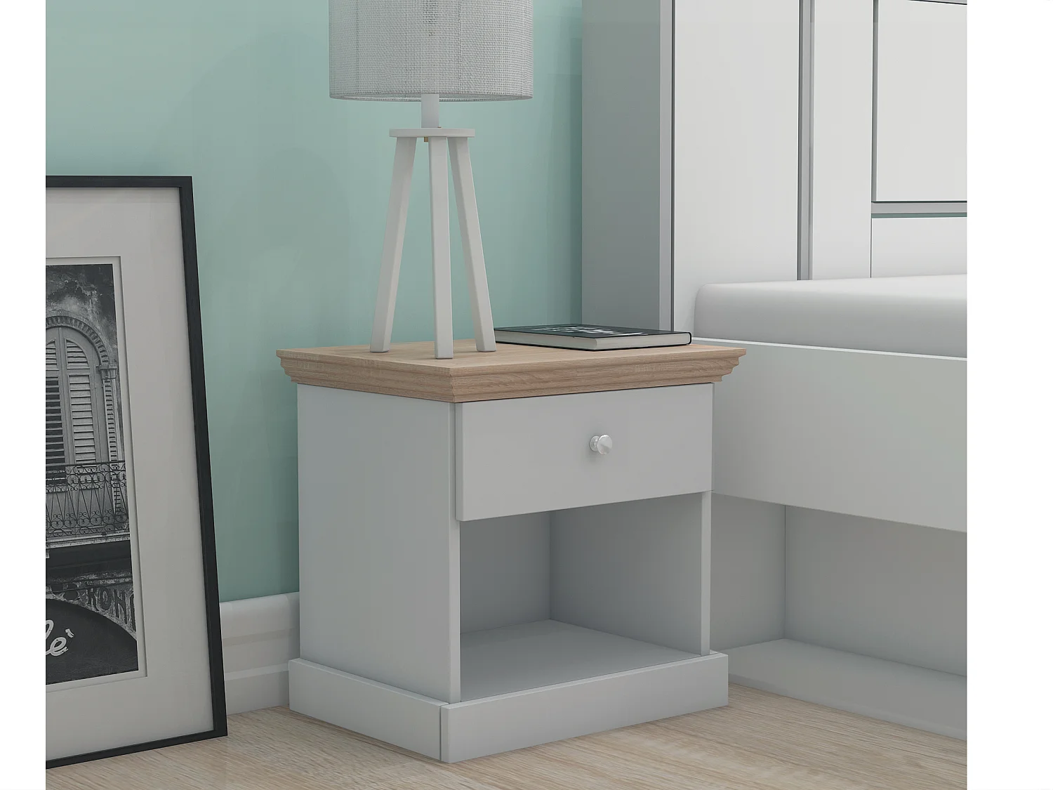 Binz Comodino 1 Anta Rovere Grigio