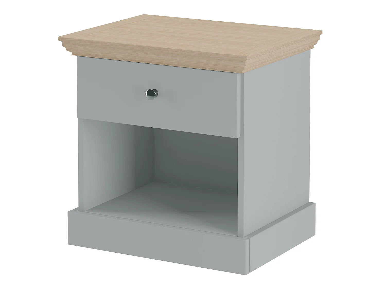 Mesa de cabeceira com 2 gavetas em MDF branco e natural