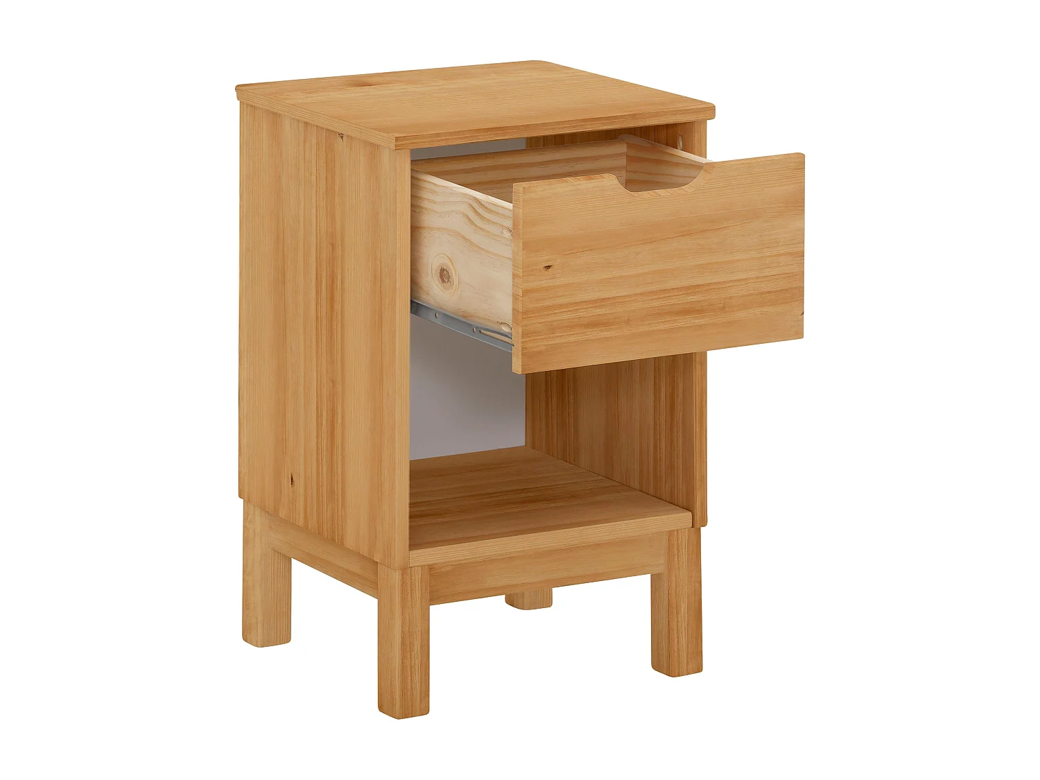 Mesa de cabeceira com 2 gavetas em aglomerado de nogueira