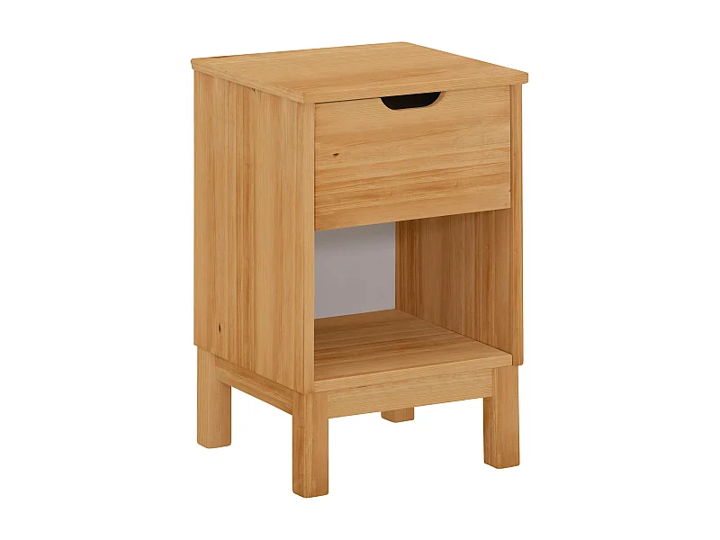 Mesa de cabeceira com 2 gavetas em aglomerado de nogueira