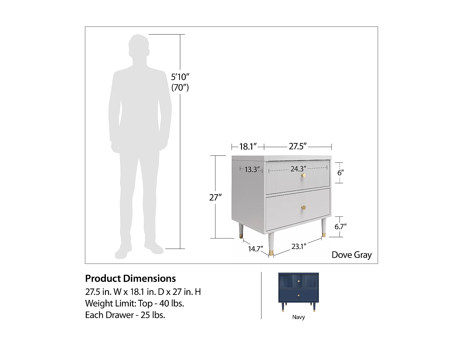 Nachtkastje Duifgrijs