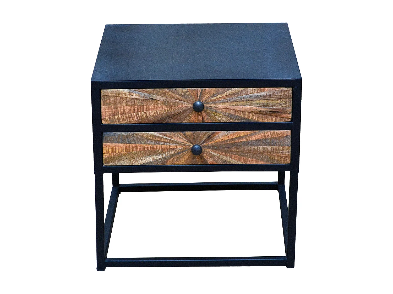 Madira | Table de chevet avec 2 tiroirs en bois de manguier noir