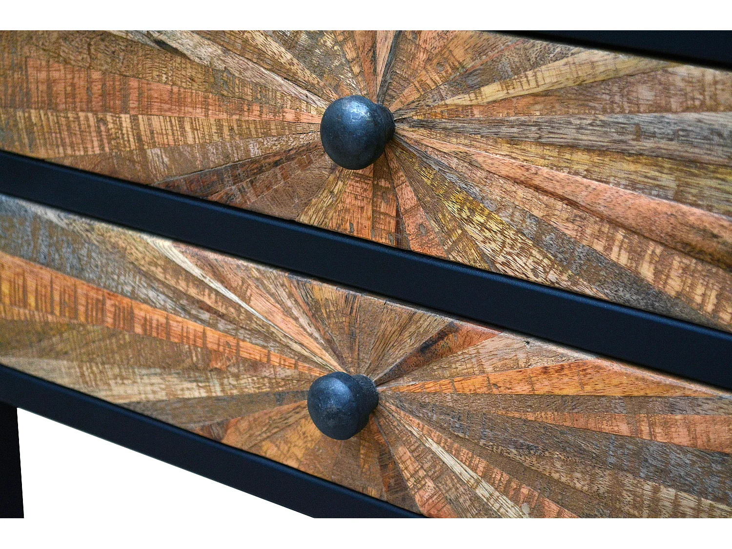 Madira | Table de chevet avec 2 tiroirs en bois de manguier noir