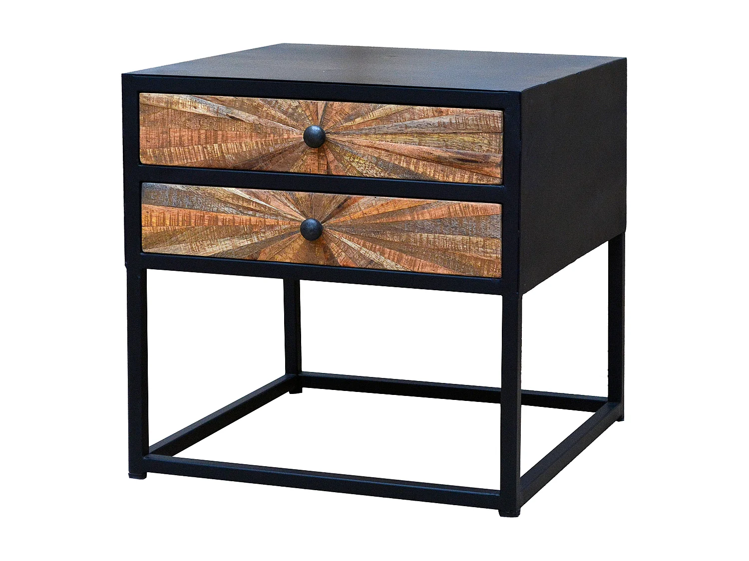 Madira | Table de chevet avec 2 tiroirs en bois de manguier noir