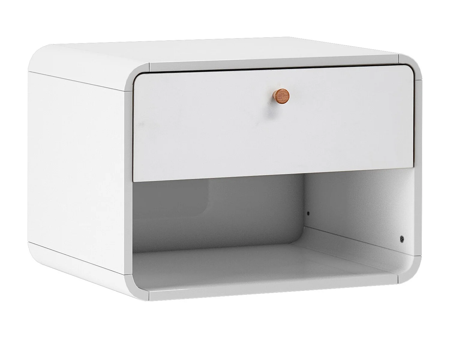 Cassie|Table de chevet avec 1 tiroir en mélaminé blanc