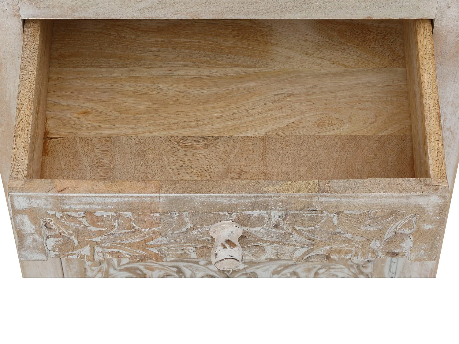 Kalhana | Mesa de cabeceira com 1 gaveta e 1 porta em castanho claro