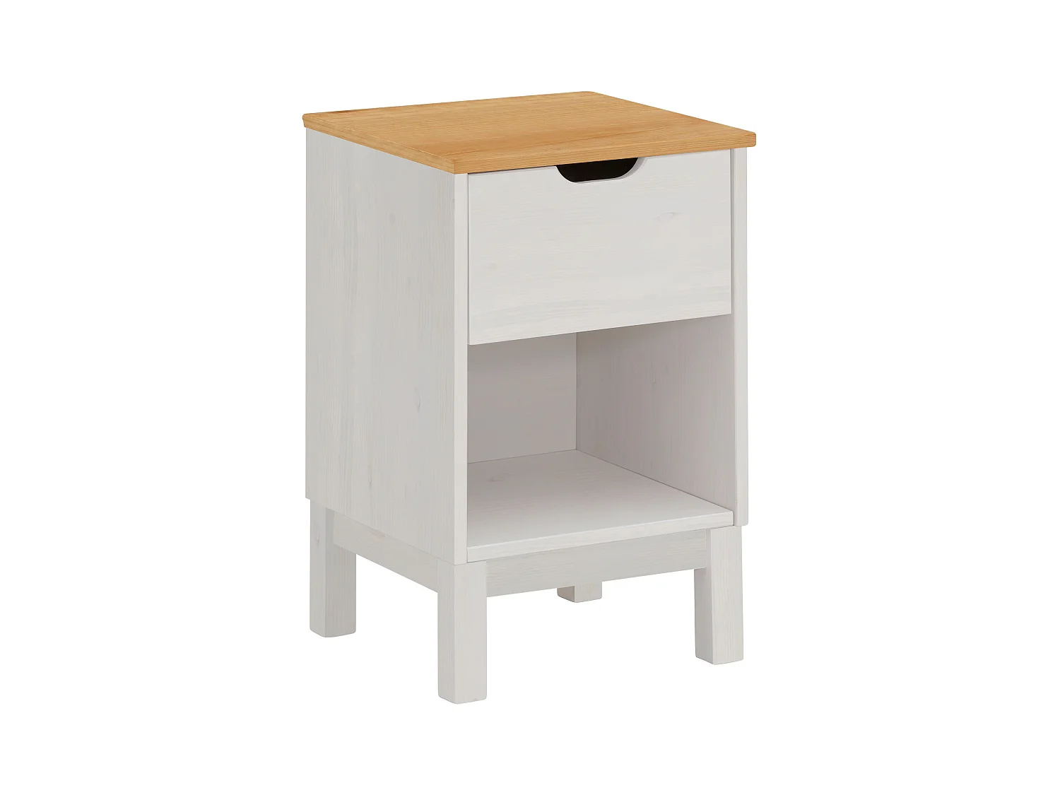 Post|Table de chevet avec 1 tiroir blanc
