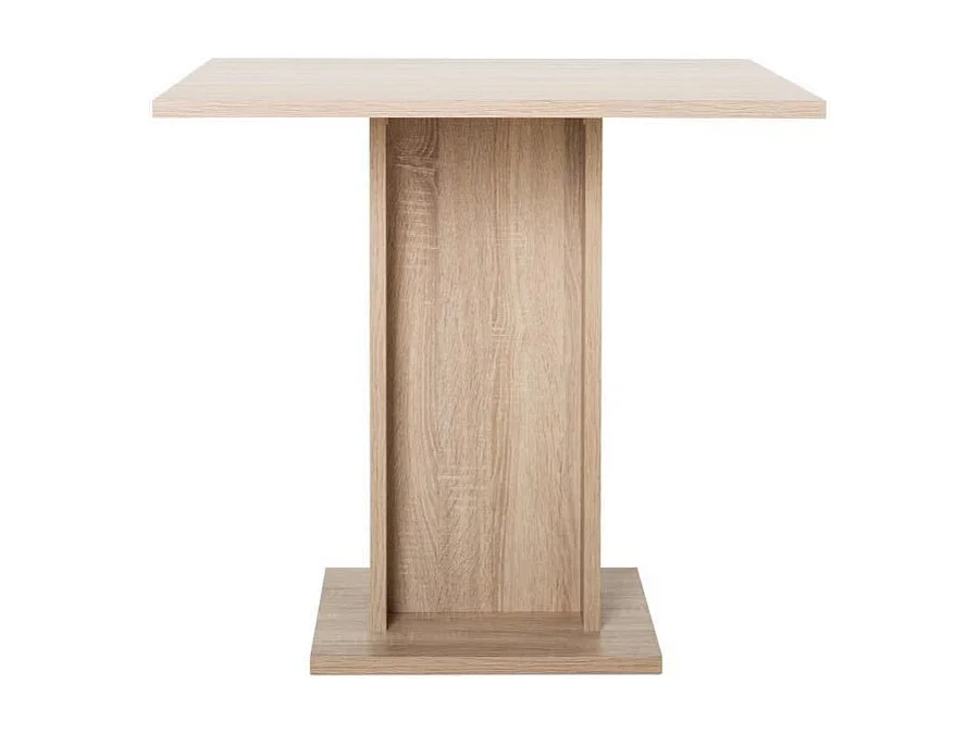 Kwadratowy stół jadalniany Gustave 80x80 cm dekor dębowy, 2-4 osoby, centralna noga, styl klasyczny, produkcja europejska