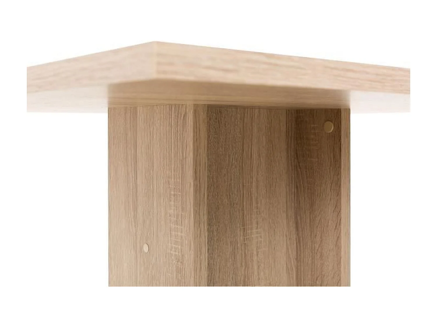 Kwadratowy stół jadalniany Gustave 80x80 cm dekor dębowy, 2-4 osoby, centralna noga, styl klasyczny, produkcja europejska