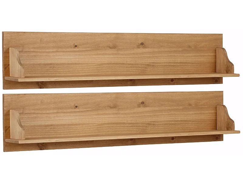 Juego de 2 estantes de pared en pino natural