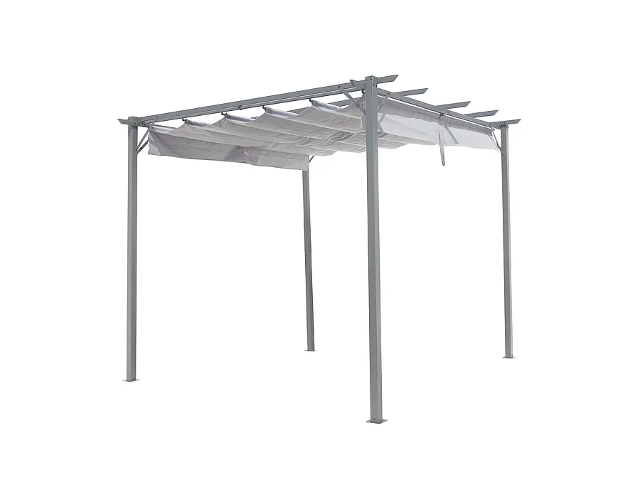 Estosa - Tonnelle de jardin pergola avec couverture coulissante grise 2,86 x 2,86 m
