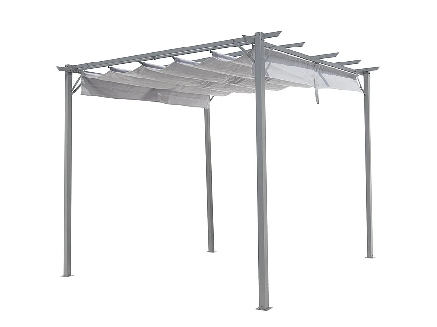 Estosa - Tonnelle de jardin pergola avec couverture coulissante grise 2,86 x 2,86 m
