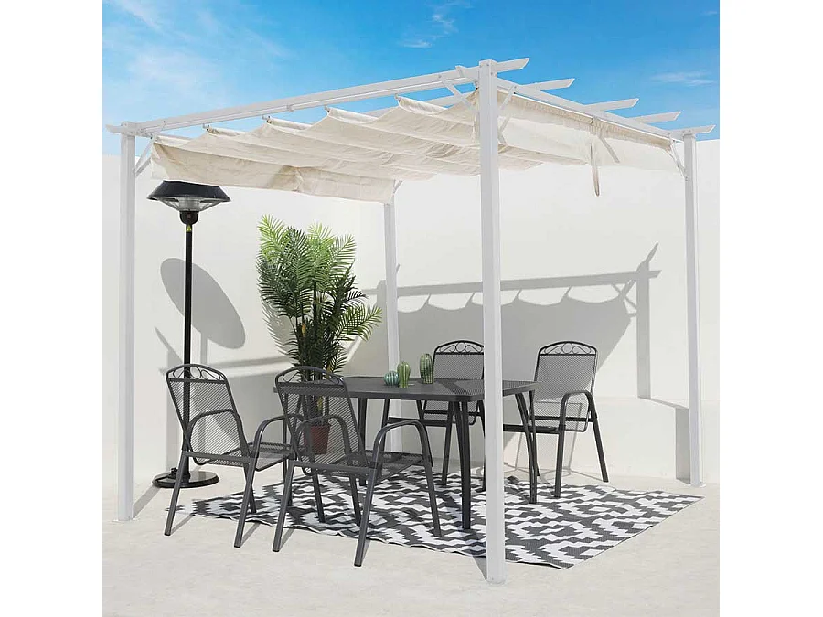 Estosa - Pergola d'extérieur avec couverture coulissante 2,86 x 2,86