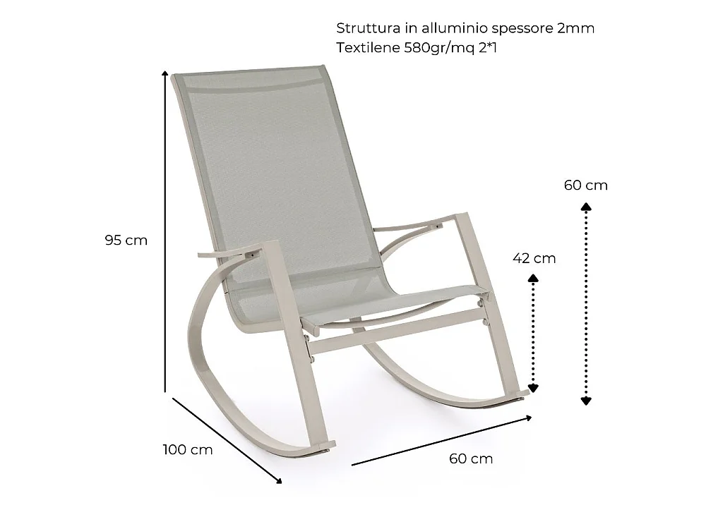 Estosa - Fauteuil de jardin à bascule Telma en acier couleur Écru