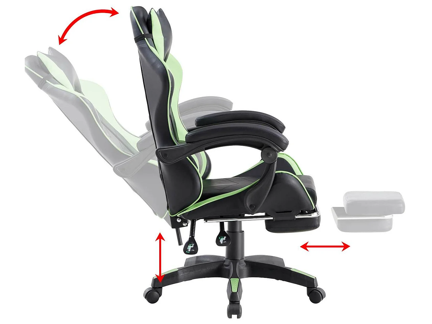 We Home - Cadeira gamer ergonômica verde e preta com encosto reclinável