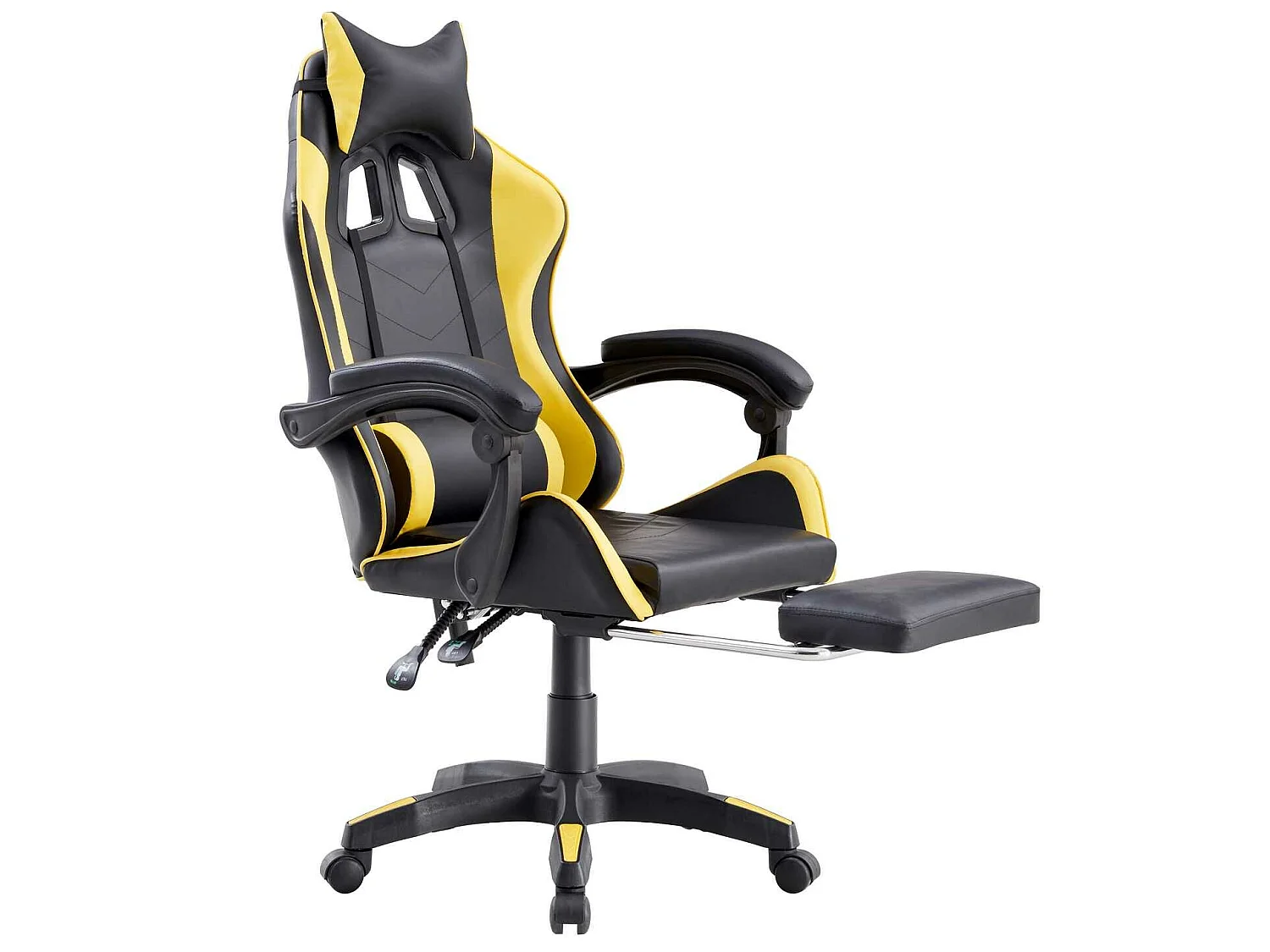 WeHome - Fauteuil gamer inclinable avec repose-pieds jaune et noir