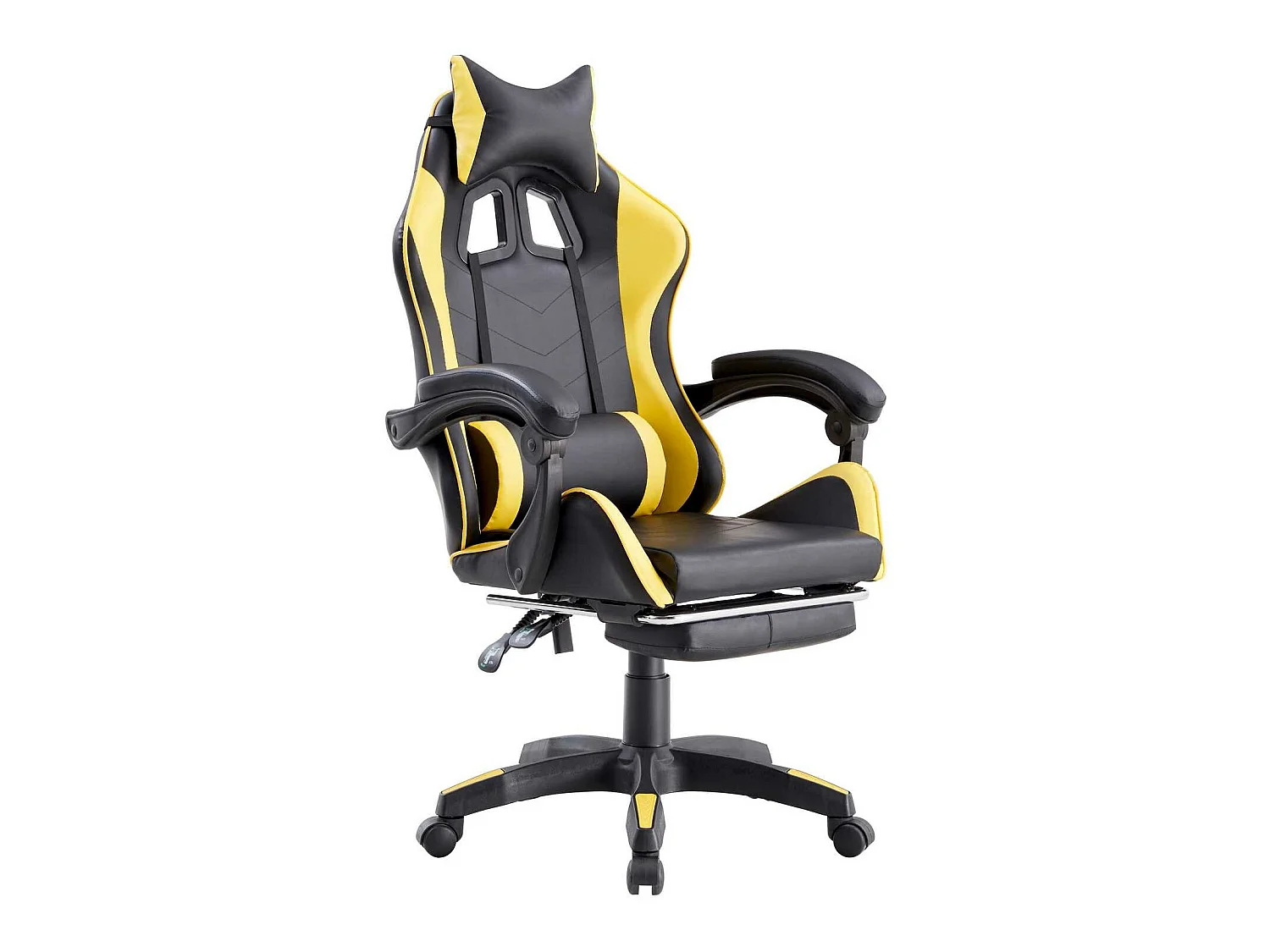 WeHome - Poltrona gamer reclinável com apoio para pés amarelo e preto