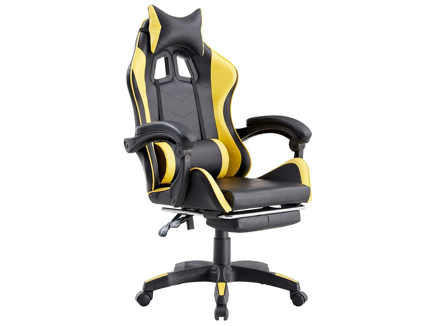 WeHome - Poltrona gamer reclinável com apoio para pés amarelo e preto