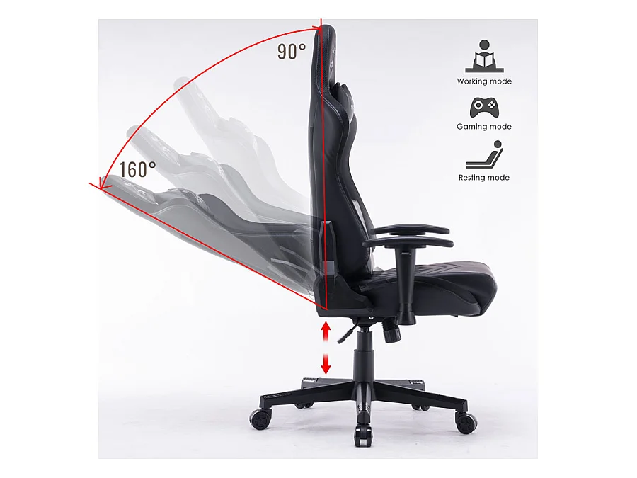 We Home - Chaise de jeu réglable et inclinable avec LED intégrées pour le bureau et la maison