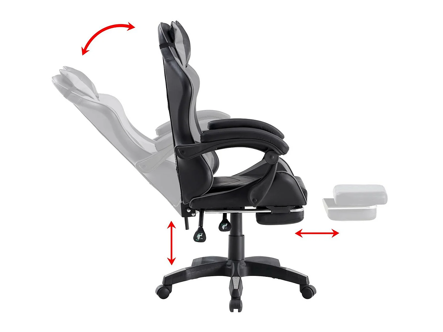 We Home - Chaise gamer ergonomique grise et noire avec dossier inclinable