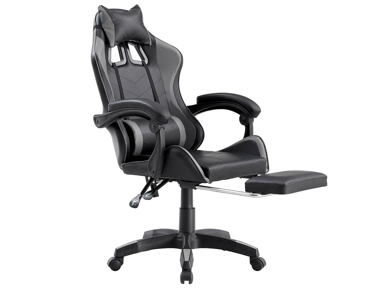 We Home - Poltrona sedia gaming grigio e nera ergonomica con schienale reclinabile