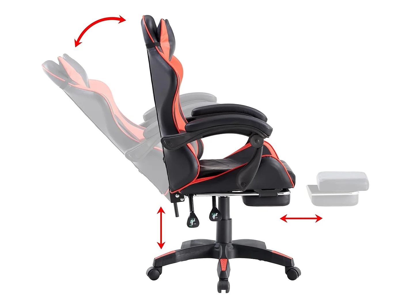 We Home - Ergonomische rood-zwarte gamingstoel met verstelbare rugleuning