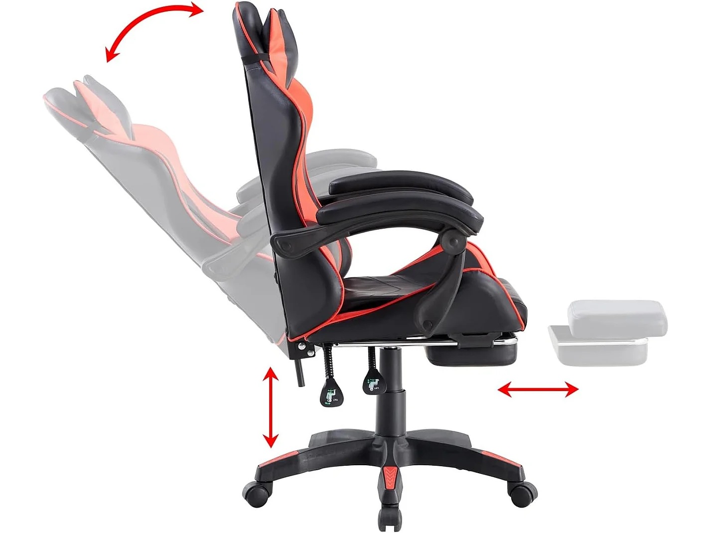We Home - Chaise gamer ergonomique rouge et noire avec dossier inclinable