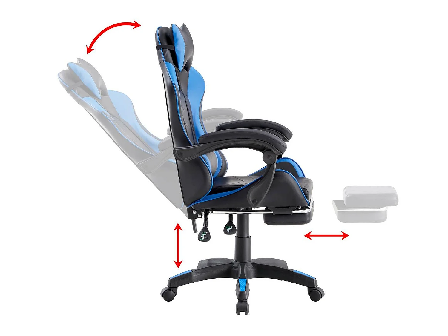 We Home - Cadeira gamer ergonômica azul e preta com encosto reclinável