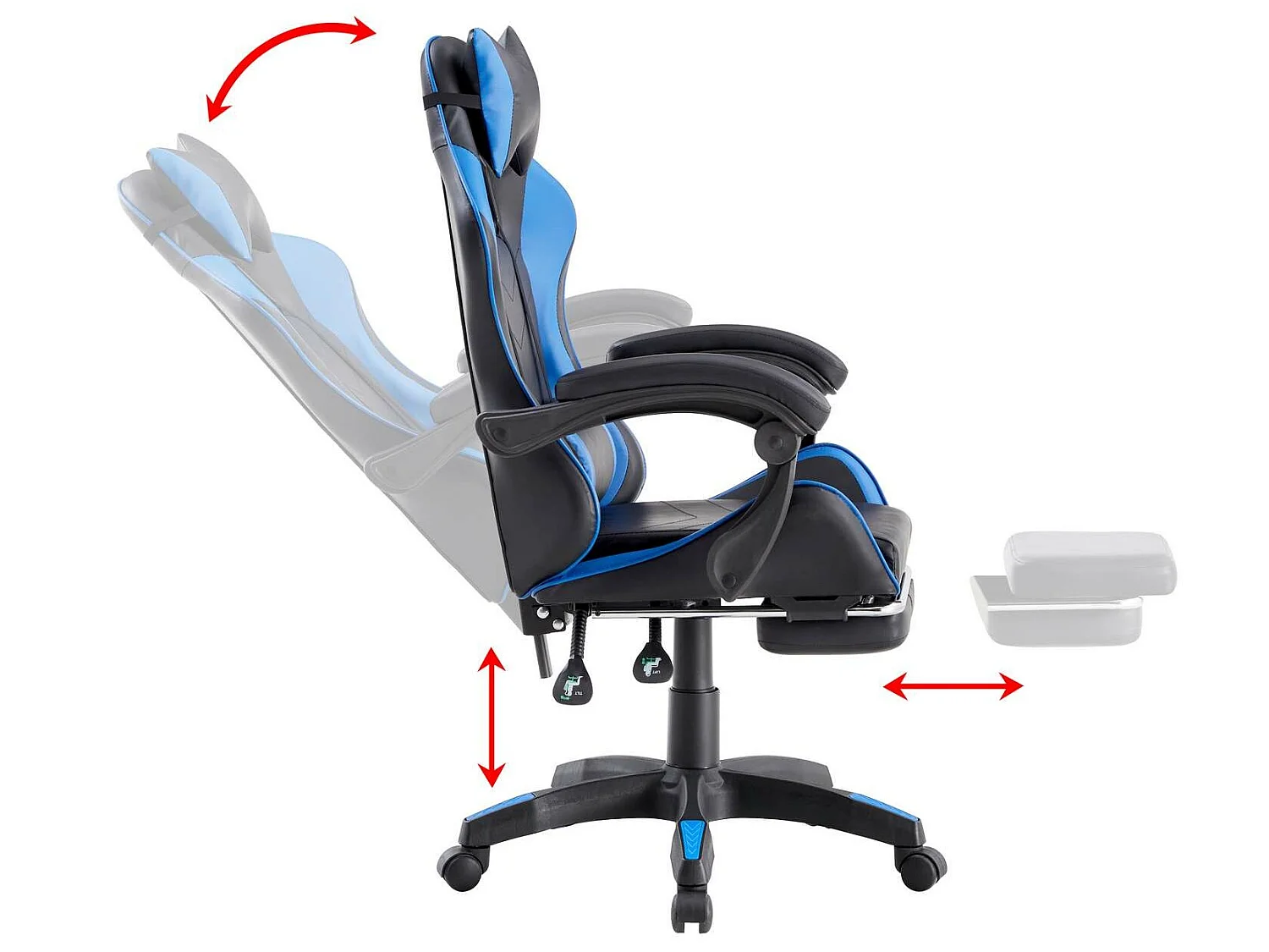 We Home - Chaise gamer ergonomique bleue et noire avec dossier inclinable