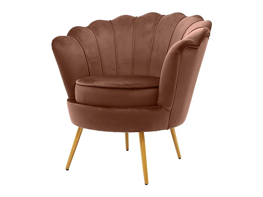 WeHome - We Home - Poltrona design em veludo marrom e pernas douradas