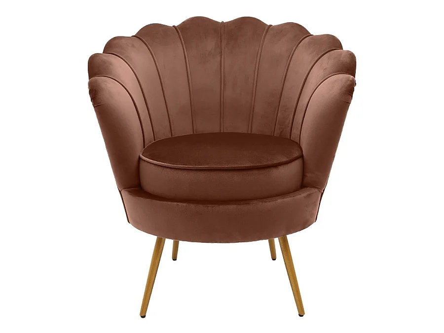 WeHome - We Home - Poltrona design em veludo marrom e pernas douradas