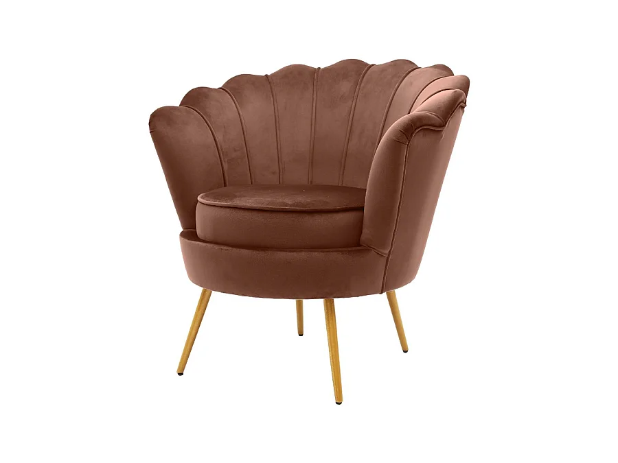 WeHome - We Home - Design fauteuil in bruin fluweel en gouden poten