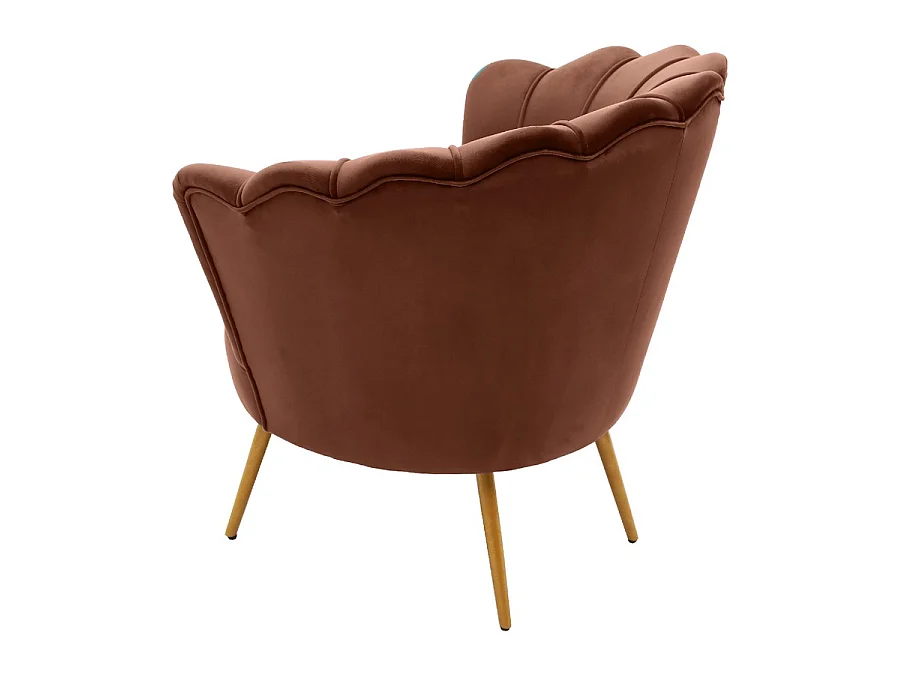 WeHome - We Home - Design fauteuil in bruin fluweel en gouden poten