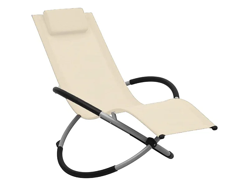 Estosa - Sedia sdraio a dondolo da giardino color panna