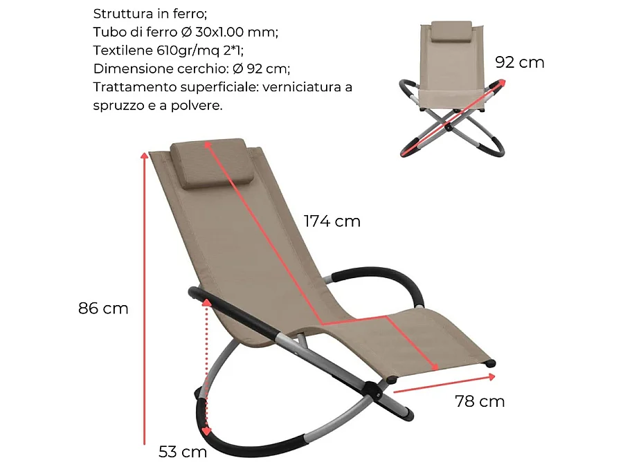 Estosa - Espreguiçadeira de balanço elíptica para exterior Ecru