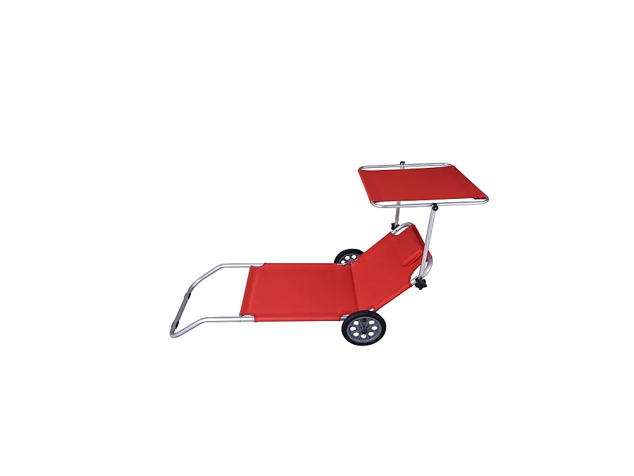 Estosa - Espreguiçadeira de praia portátil com rodas Dodi vermelho