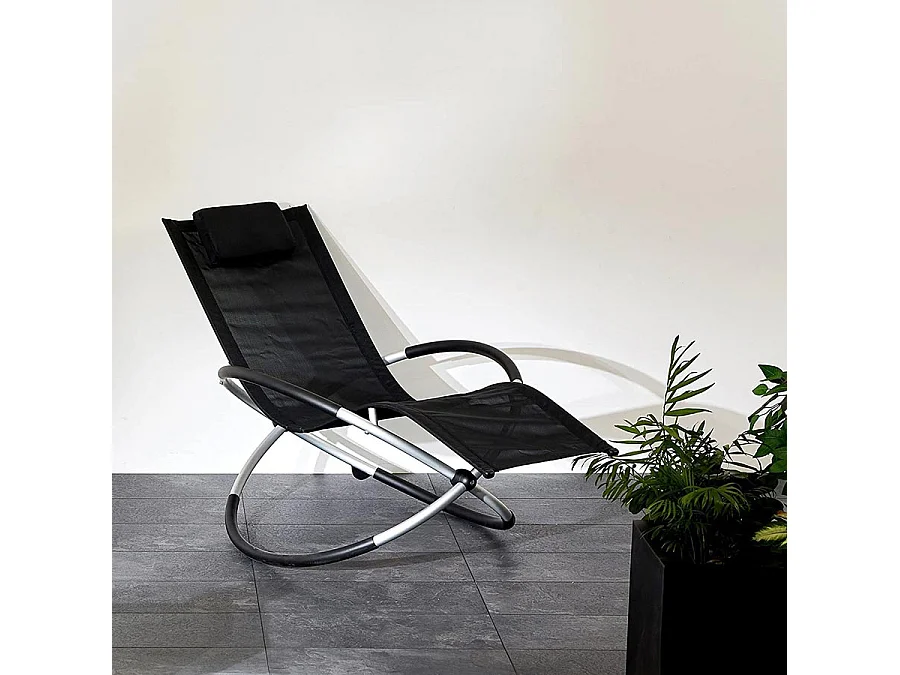 Estosa - Transat de jardin elliptique avec housse noire