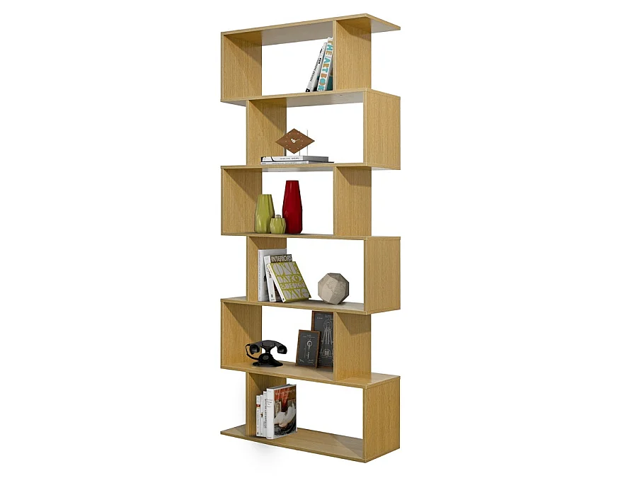 Librería vertical de pared 6 estantes Librería que ahorra espacio diseño moderno 80 x 192 x 25 cm estructura en melamina panel de madera de 15 mm de espesor