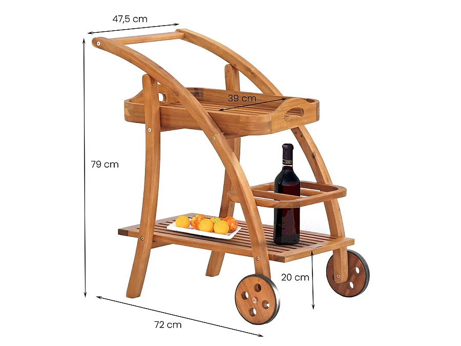 Estosa - Houten tuinwagen met Tristan dienblad