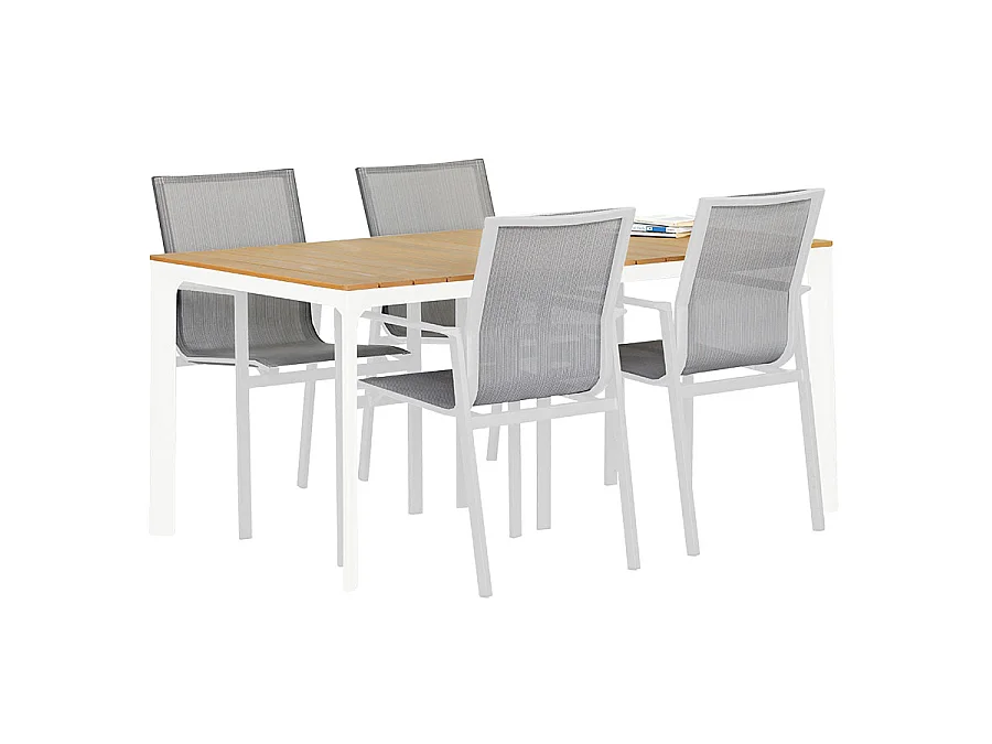 Estosa - Buitentafel in aluminium en polywood 180x100cm Enna wit