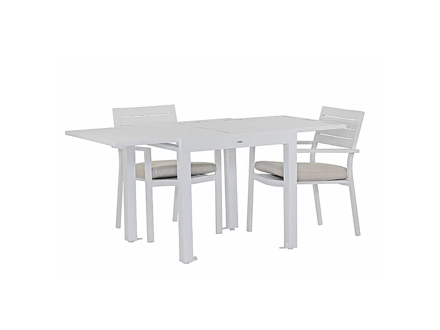 Estosa - Table de jardin extensible en aluminium 82-163 cm Lipari blanc