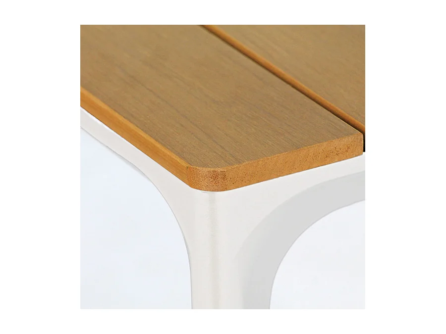 Estosa - Table de jardin Enna en aluminium blanc et polywood 160x90