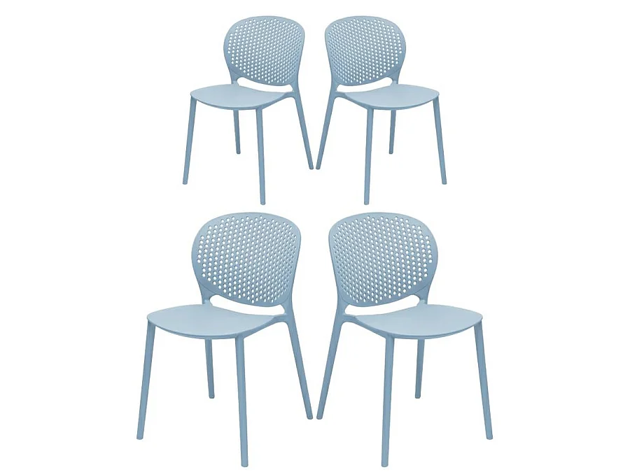 Estosa - Lot de quatre chaises d'extérieur Lolly bleues