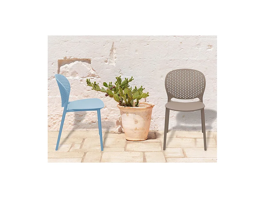 Estosa - Lot de quatre chaises d'extérieur Lolly bleues