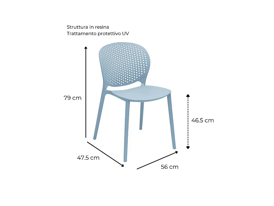 Estosa - Lot de quatre chaises d'extérieur Lolly bleues